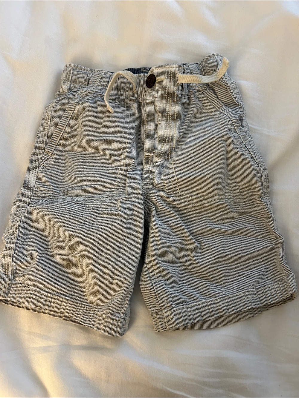 Kids Striped Drawstring Shorts - Light Blue